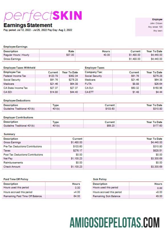 Realista Modelo de contracheque de empresa de dermatologia em formatos Word e PDF
